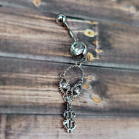 Clear Gem Seeing Dollars Dangle Belly Ring