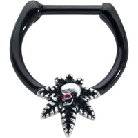 16G 5/16 Red Gem Black Pot Leaf Skull Cartilage Clicker