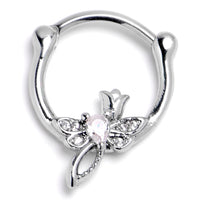 16G 3/8 Clear Gem Bold Dragonfly Cartilage Clicker