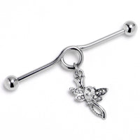 14G Clear Gem Bold Dragonfly Dangle Project Bar 38mm