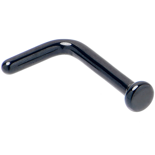 18G 1/4 Black ASTM F-136 Implant Grade Titanium 2mm Disc End L Shape Nose Ring