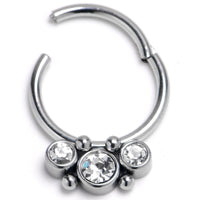16G 3/8 Front Facing CZ Precision Hinge Closure Segment Ring