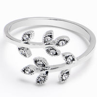 Middle Finger Elegance of Nature Clear Gem Leaf Ring Toe Ring