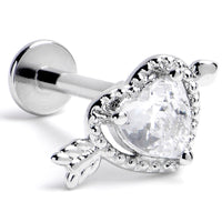 16G 5/16 Clear CZ Gem Fusion of Love Labret Monroe Tragus