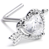 20G 1/4 Clear CZ Gem Fusion of Love L Shape Nose Ring