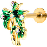 16G 5/16 Aurora Gem Gold Tone Palm Tree Glam Labret Monroe Tragus