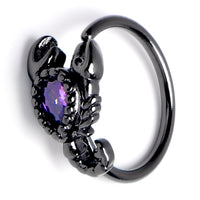 20G Black Goth Scorpion Purple Nose Hoop