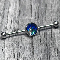 14G Mermaid Dark Blue Scale Tail Industrial Barbell 38mm