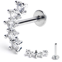 16G 5/16 Clear CZ Gem Arching Beauty Internally Threaded Labret