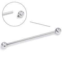 14G Clear Gem Internally Threaded Industrial Barbell 38mm