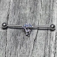 14G Clear Blue CZ Gem Jellyfish Blue Industrial Barbell 38mm