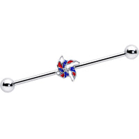 14G Patriotic Pinwheel Industrial Barbell 38mm