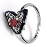 20G 5/16 Red Gem Captured Heart Nose Hoop