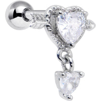 16G 1/4 Clear Gem Fusion of Love Arrow Heart Cartilage Earring