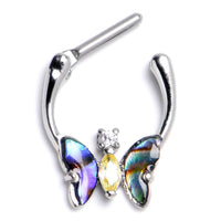 16G 5/16 Yellow Clear Gem Dark Butterfly Cartilage Clicker