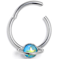 16G 3/8 Saturn Star Blue Hinged Segment Ring