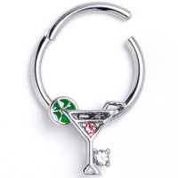 16G 3/8 Clear Pink Gem Cocktail Hour Hinged Segment Ring