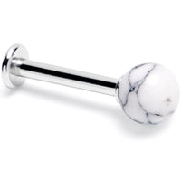 14G 3/8 White Howlite Natural Stone Labret Tragus Earring