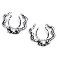 Stainless Steel Kissing Snakes Clip On Fake Nipple Shield Set