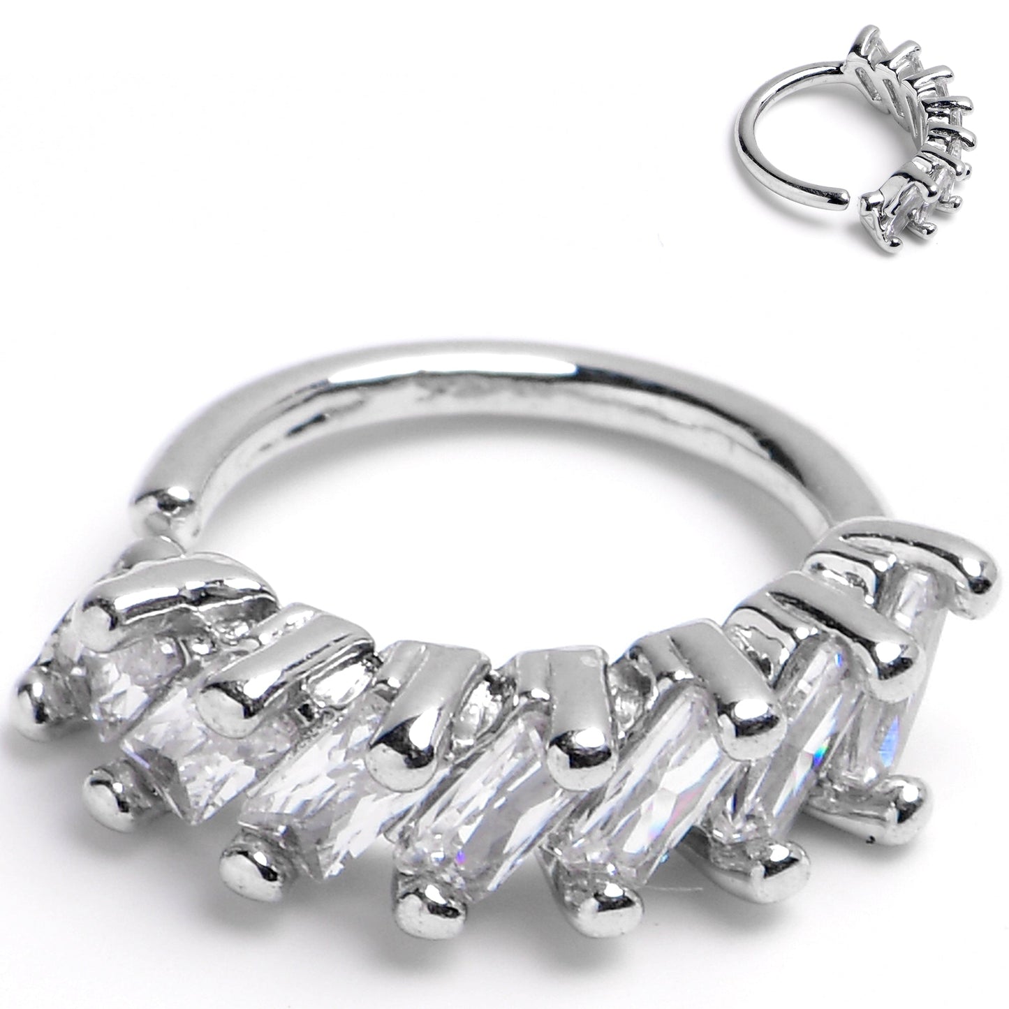 18G 5/16 Princess Cubic Zirconia Bendable Hoop