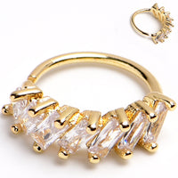 20G 5/16 Gold Toned Princess Cubic Zirconia Bendable Hoop