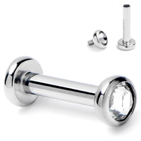 16G 1/4 Clear CZ Gem ASTM F-136 Implant Grade Titanium Internally Threaded Labret