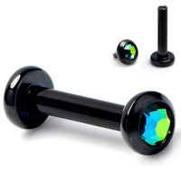 16G 1/4 Vitrail CZ Gem Black ASTM F-136 Implant Grade Titanium Internally Threaded Labret