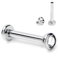 16G 5/16 Clear CZ Gem ASTM F-136 Implant Grade Titanium Internally Threaded Labret