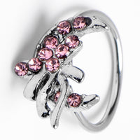 20G 5/16 Pink Gem Cartilage Helix Hoop Earring