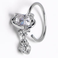 20G 5/16 Clear Heart Dangle Conch Hoop Septum Ring Cartilage Helix Hoop Earring