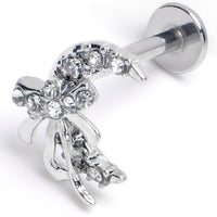 16G 5/16 Clear CZ Gem Bow Moon Labret Monroe Tragus