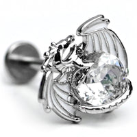 16G 5/16 Clear Gem Heart of Dragon Labret Monroe Tragus