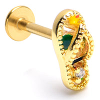 16G 5/16 Clear Gem Gold Tone Beach Sandal Labret Monroe Tragus