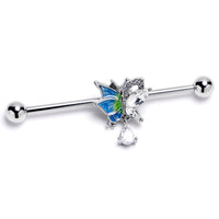 14G Clear CZ Gem Dazzling Beauty Butterfly Industrial Barbell 38mm