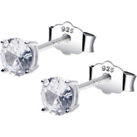 4mm CZ 925 Sterling Silver April Birthstone Stud Earrings