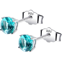 4mm CZ 925 Sterling Silver December Birthstone Stud Earrings