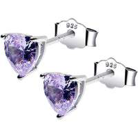 5mm CZ  Heart 925 Sterling Silver June Birthstone Stud Earrings