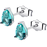 4mm CZ Pear 925 Sterling Silver December Birthstone Stud Earrings