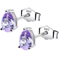 4mm CZ Pear 925 Sterling Silver June Birthstone Stud Earrings