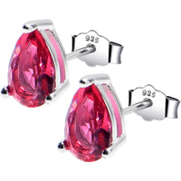 5mm CZ  Pear 925 Sterling Silver July Birthstone Stud Earrings