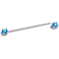 14G Blue Faux Opal Internally Threaded Industrial Barbell 38mm