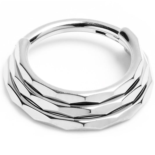 16G 3/8 Faceted Triple Stack Hoop Titanium Hinged Segment Ring