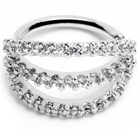 18G 5/16 Clear CZ Gem Faux Triple Hoop Closure Ring