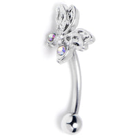 16G 5/16 Aurora Gem Ultra Drama Butterfly Curved Eyebrow Ring
