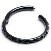 16G 3/8 Black Punk Texture Precision Hinge Segment Ring