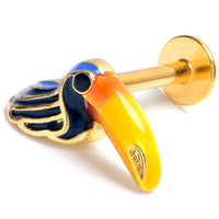 16G 5/16 Gold Tone Tropical Toucan Labret Monroe Tragus