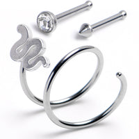 20G Nose Bone Snake Twister Double Nose Hoop Ring 3 Pack