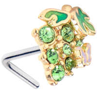20G 7mm Green Gem Butterfly Grapes L Shape Nose Ring