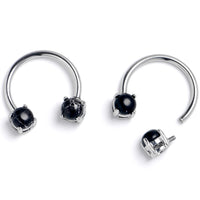 14G 9/16 Black Faux Turquoise Internally Threaded Horseshoe Nipple Ring Set