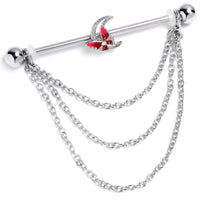 14G Aurora Gem Butterfly Pink Beauty Dangle Industrial Barbell 38mm